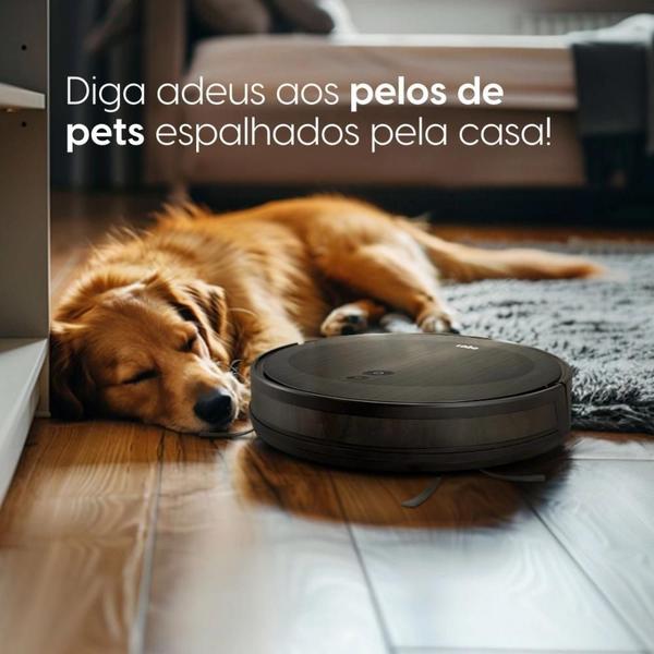 Imagem de Robô Aspirador Ropo Smart Pet + Estação Autolimpante 3 em 1 Google, Alexa, Controle por App Preto - 220vv