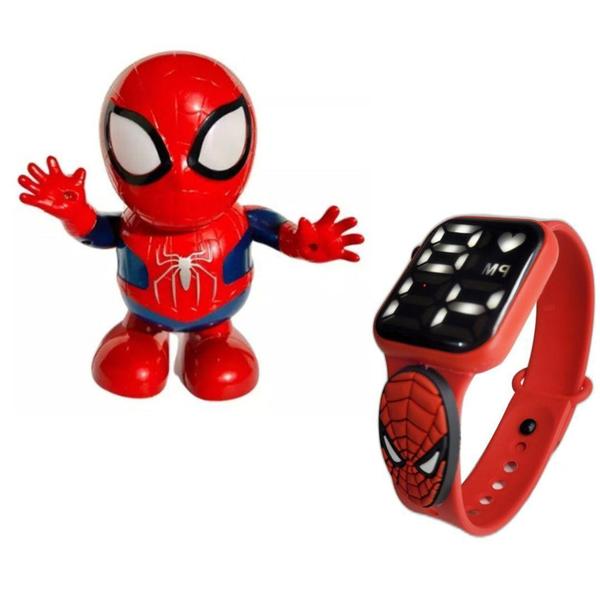 Imagem de Robô Boneco Dançarino Relógio digital infantil Homem Aranha - SMACTUDO