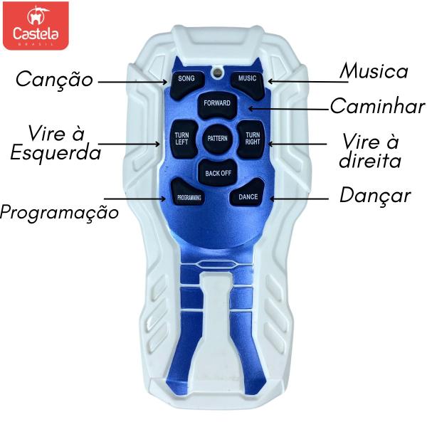 Imagem de Robô Brinquedo Infravermelho Azul Dança Gira Se Movimenta C/ Sons & Luz - Castela