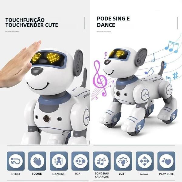 Imagem de Robô Cachorro Programável com Comando de Voz e Touch - Brinquedo Interativo com Música e Stunts