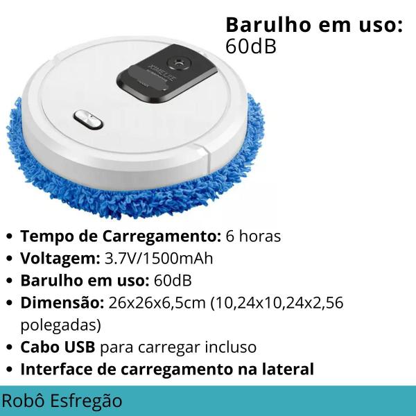 Imagem de Robô Mop Automático 1500mAh Passa Pano Recarregável