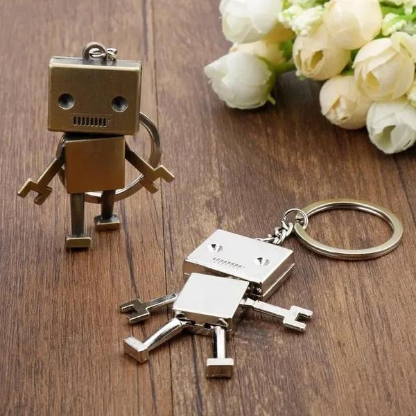 Imagem de Robô móvel criativo Keychain, pingente bonito dos desenhos animados, corrente retro, simples, 1pc