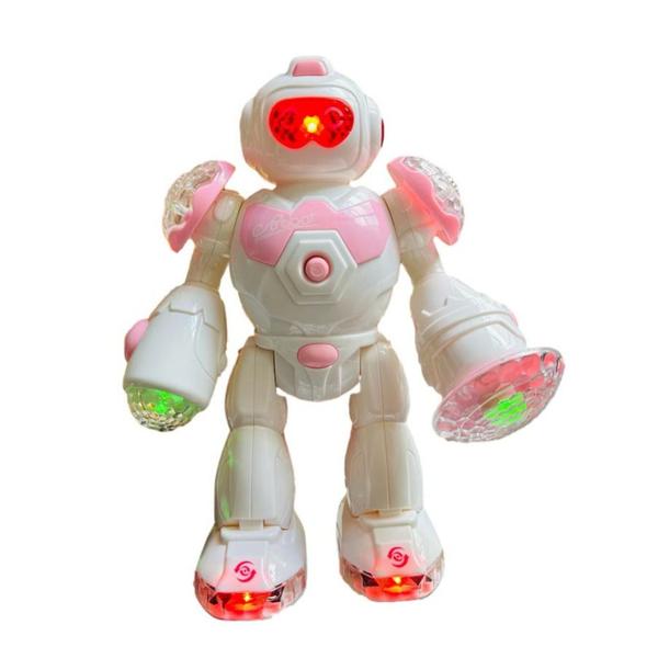 Imagem de Robô Musical Infantil Com movimentos Pernas e Braços Luzes 4D e Sons Rosa Azul Envio Rápido!