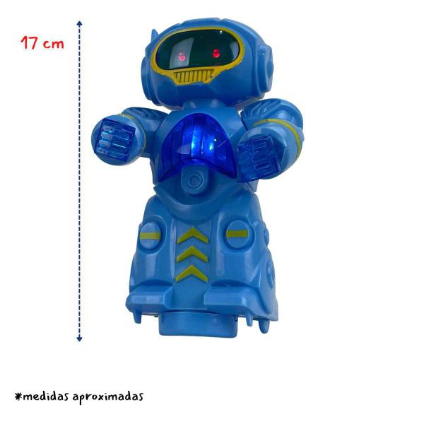 Imagem de Robô Super Bot Eletrônico Azul ou Branco Pica-Pau Robozinho Bate e Volta Luz e Som A Pilhas Crianças +4 Anos