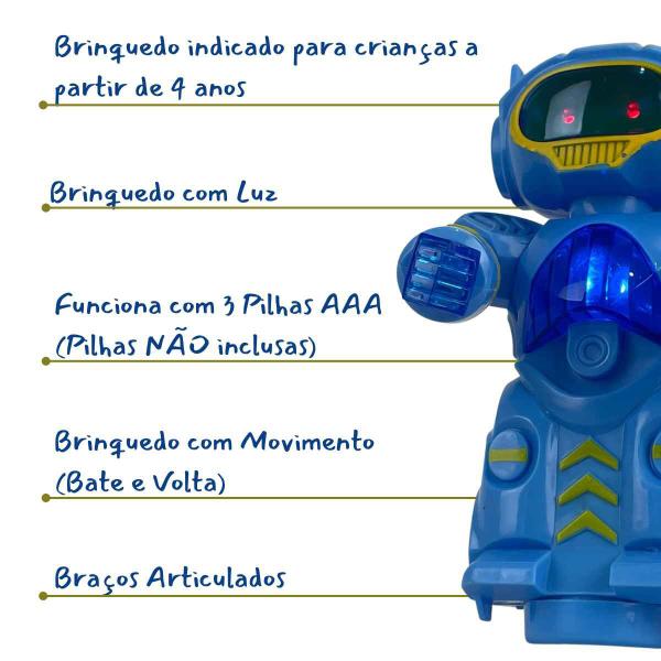 Imagem de Robô Super Bot Eletrônico Azul Pica-Pau Robozinho Bate e Volta Luz e Som A Pilhas Crianças +4 Anos