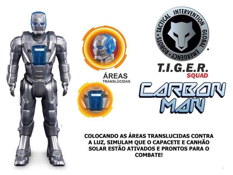 Imagem de Robô Super Herói Carbon Man - Articulado - Tiger Squad- Roma