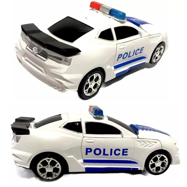 Imagem de Robô Transformers Policia Branco Musica Luz Bate Volta Carro