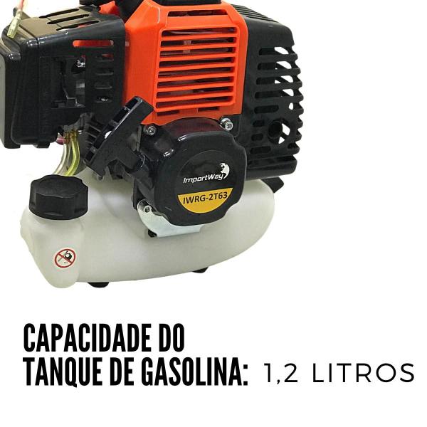 Imagem de Roçadeira a Gasolina 63cc Importway Profissional Super Potente 3HP + Oleo Stihl 2T + Luvas e Oculos de Proteçao