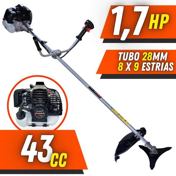 Imagem de Roçadeira Anmax CG430B À Gasolina Motor 2T 43cc 1,7HP 12.000rpm Profissional Robusta e de Alta Performance Com 3 Opções de Corte Carretel de Nylon + Lâmina 2 Pontas + Lâmina 3 Pontas