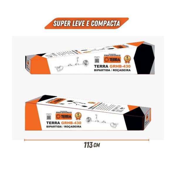 Imagem de Roçadeira Bipartida Á Gasolina Terra GRHB-430 43cc 1,7HP 12.000rpm Robusta, Potente e de Alta Performance Modelo Completo Com ÓLEO CASTROL STIHL 2 Tempos de 500ml