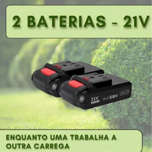 Imagem de Roçadeira Cortador De Grama Aparador Elétrico 2 Baterias 21V