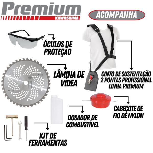 Imagem de Roçadeira Lateral Kawashima KW5200L 12000 Rpm 52cc Com Motor M5200 Linha Premium Forte e Resistente