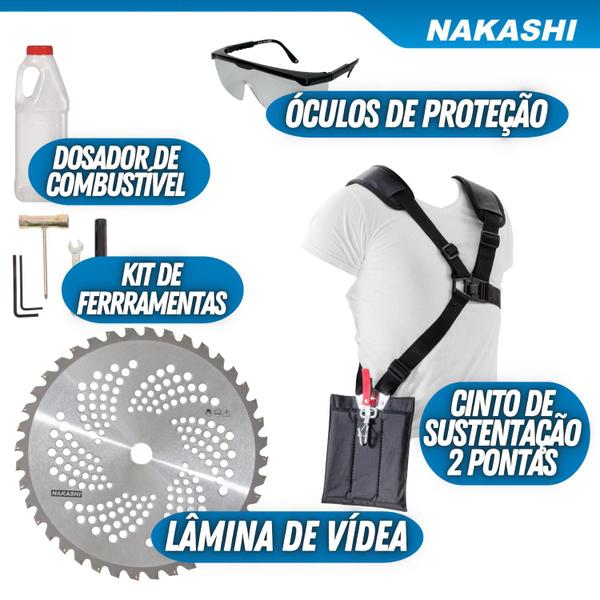 Imagem de Roçadeira Lateral Nakashi T270N 25.4CC 2T á Gasolina Com Empunhadura Circular Robusta e Resistente