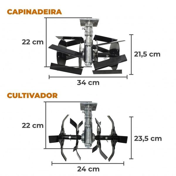 Imagem de Roçadeira Multifuncional Costal 43cc VRC-430 Vulcan C/ Lâmina 2 Pontas, Carretel Nylon, Enxada Capinadeira e Cultivador