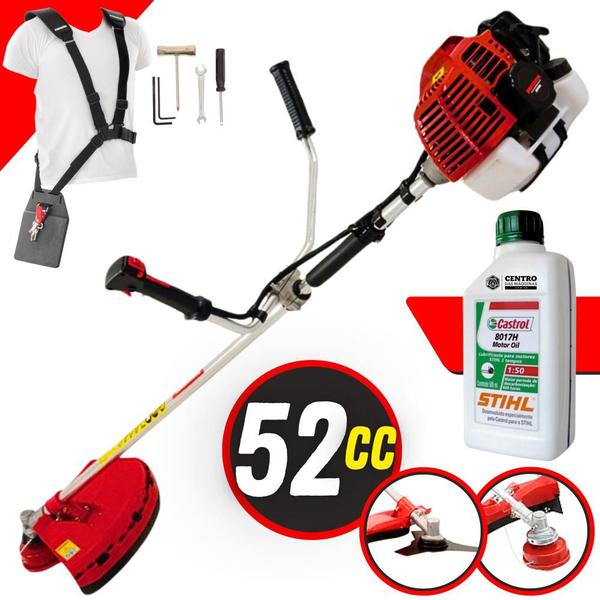 Imagem de Roçadeira Profissional Com ÓLEO STIHL KW52-L KW52L KW52 Kawashima Á Gasolina 2T 52cc 2,5HP de Alta Potência e Performance Com Cabeçote Nylon e Lâmina de Corte de 3 Pontas