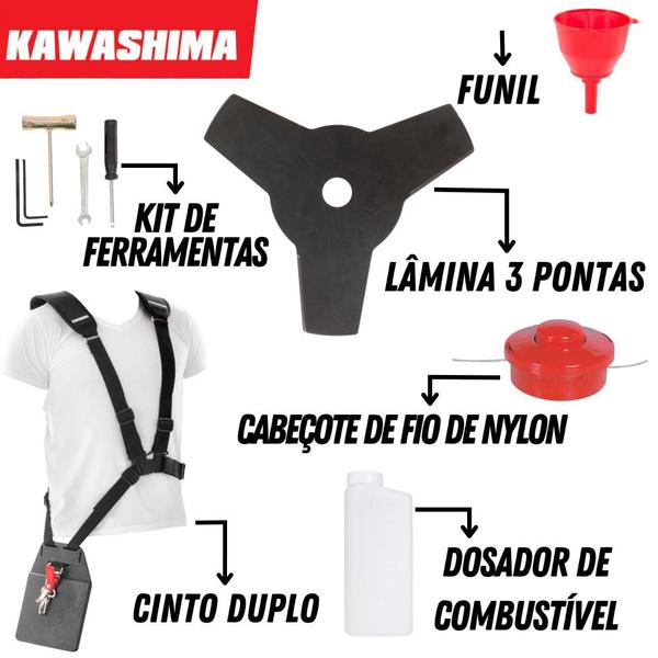 Imagem de Roçadeira Profissional Kawashima KW52L 51,7CC 2T Alta Potência Ideal em Cortes Rápidos e Precisos