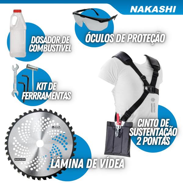 Imagem de Roçadeira Profissional Lateral Nakashi T262M 26CC Robusta e Resistente Com Motor TU26 Mitsubishi