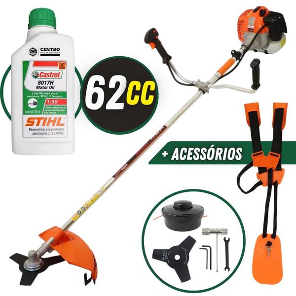 Imagem de Roçadeira Profissional Lateral Vulcan VR620H À Combustão 2T 3HP 62cc Com Óleo Castrol Stihl 500ml