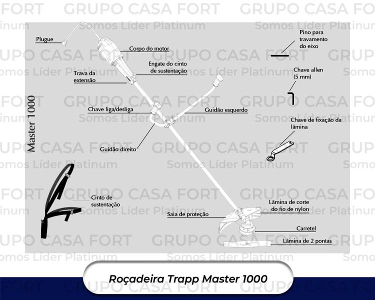 Imagem de  Roçadeira Trapp Master 1000 1200w  Cor Verde E Preto 220v  Com Acessórios