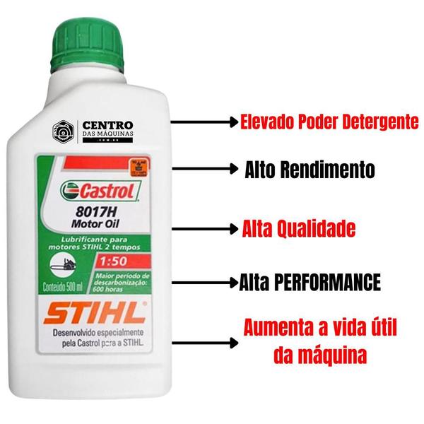 Imagem de Roçadeira Vulcan VR520H á Gasolina 2T 52cc + Óleo 2 Tempos Castrol Stihl 500ml Lubrificante de Motor