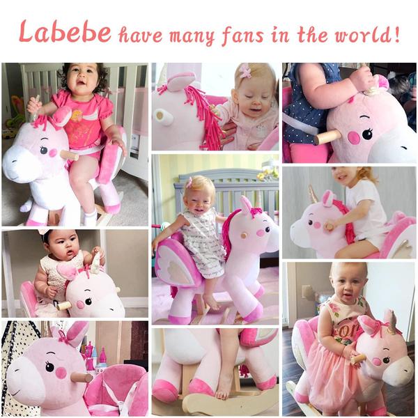 Imagem de Rocking Horse labebe Unicorn Ride On Toy 6M-3Y Plush Pink