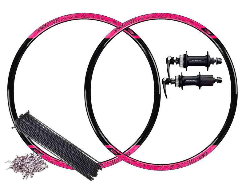 Imagem de Roda 29 vzan vnine 36f preto e rosa com cubos k7 shimano