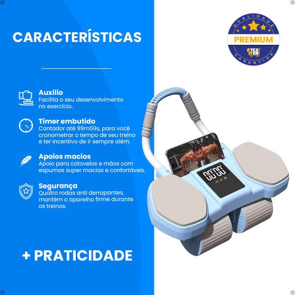 Imagem de Roda Abdominal Equipamento Treino Lombar Cronometro Auxílio