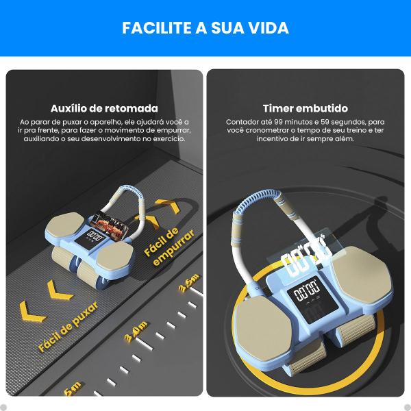 Imagem de Roda Abdominal Equipamento Treino Lombar Cronometro Auxílio