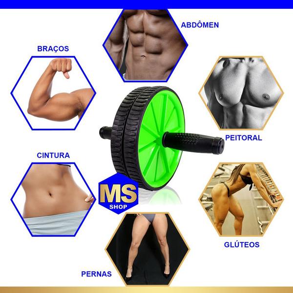 Imagem de Roda Abdominal Exercícios Fitness Ab Wheel + Tapete  Verde