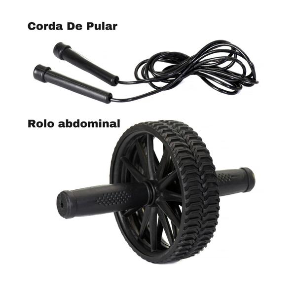 Imagem de Roda Abdominal Fitness Exercício Funcional Corda de Pular Ajustável Treino Kit