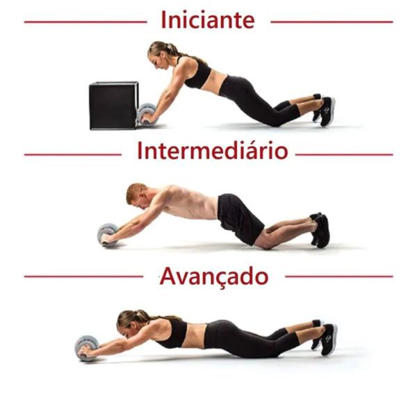 Imagem de Roda Abdominal Profissional c/ Tração Exercício Lombar Ultra