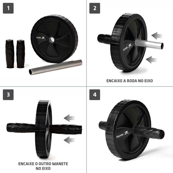 Imagem de Roda de Exercícios Abdominais Muvin para Treinamento de Força Abdominal Lombar - Rolo, Rolinho, Rodinha Fitness Academia