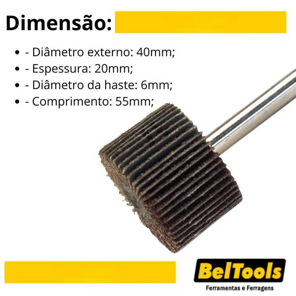 Imagem de Roda de Lixa 40mm x 20mm Com Haste 1/4 Grão 50 Beltools