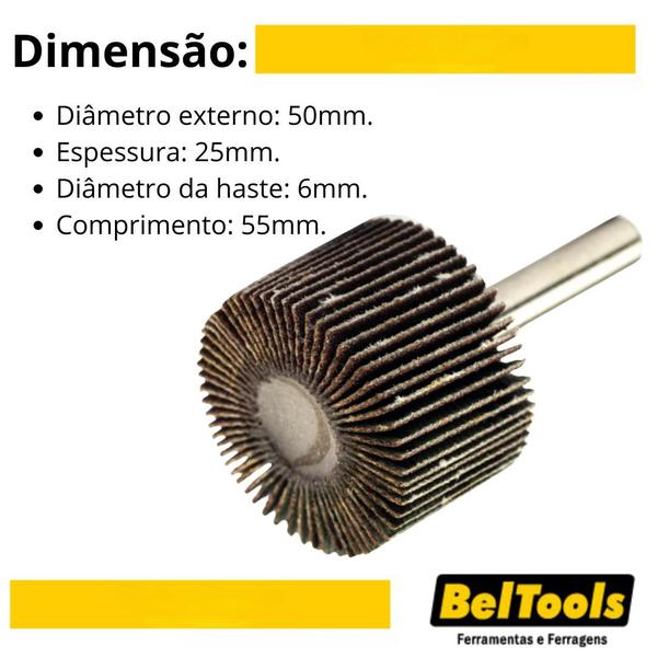 Imagem de Roda De Lixa 50x25mm G120 c/ Haste 1/4 Beltools