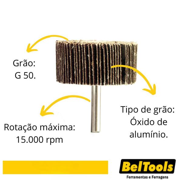 Imagem de Roda De Lixa 50x25mm G50 c/ Haste 1/4 Beltools