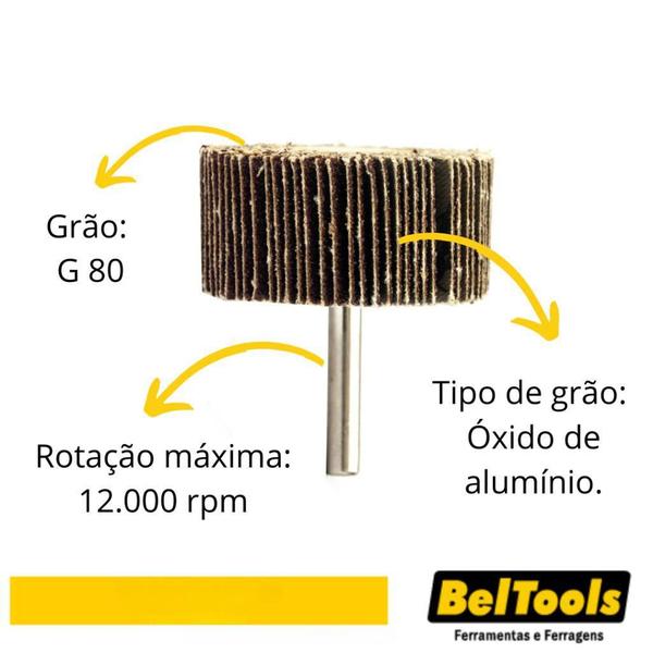 Imagem de Roda De Lixa 60 X 20 G80 Haste 1/4 Beltools