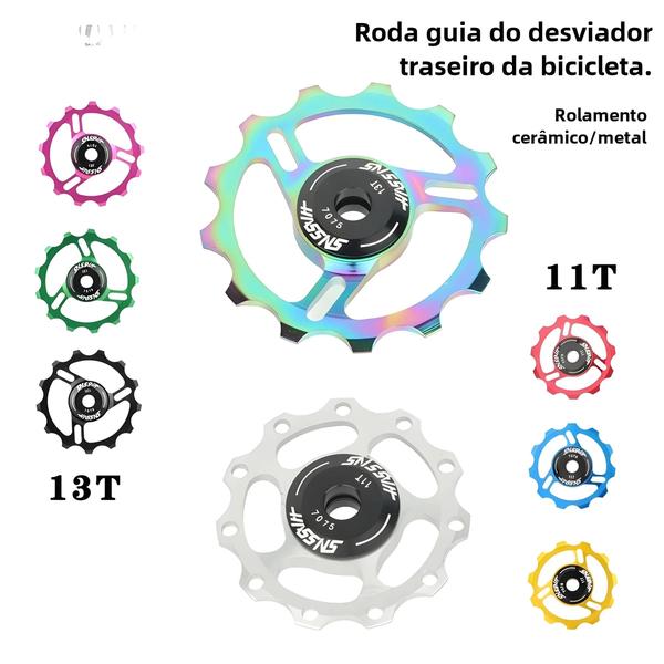 Imagem de Roda de Polia de Desviador Traseiro 11T/13T com Rolamento Cerâmico - Para Bicicleta