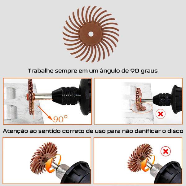 Imagem de Roda De Polir 25Mm Cerda Radial Grão 320 Para Micro Retífica