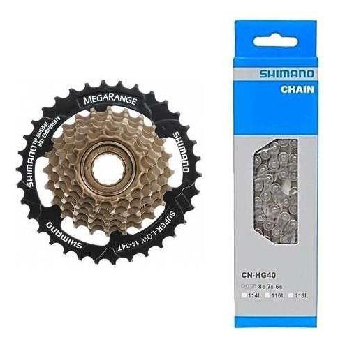 Imagem de Roda Livre Shimano 7v Tz31 Megarange + Corrente Shimano Hg40