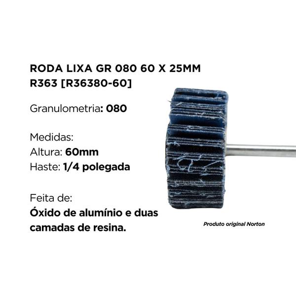 Imagem de Roda lixa gr 080 60 x 25 r363 norton