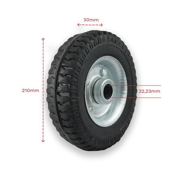 Imagem de Roda Maciça pra Carrinho Plataforma 2.50-4 c/ Rolete 7/8 pol