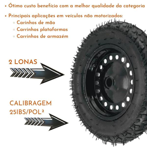 Imagem de Roda Para Carrinho De Mão Completa Com Aro Pneu E Câmara 3.25" x 8"