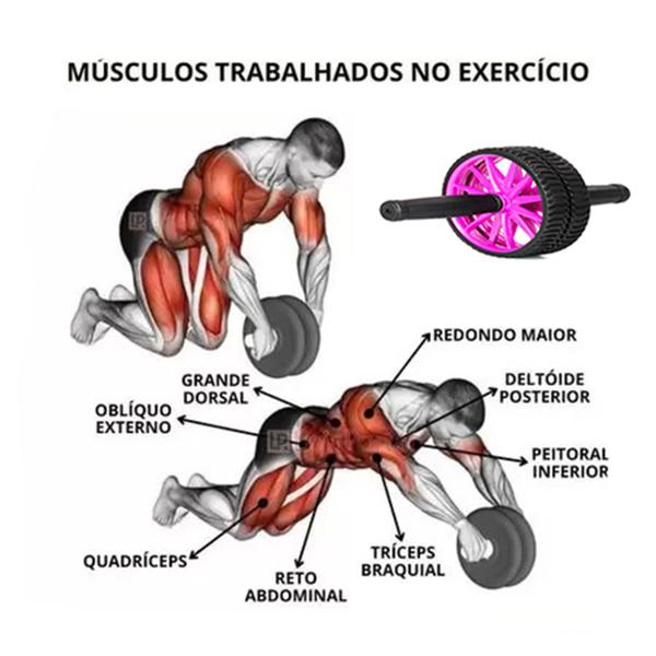 Imagem de Roda Rolo Rodinha Para Exercícios Abdominal Lombar Academia