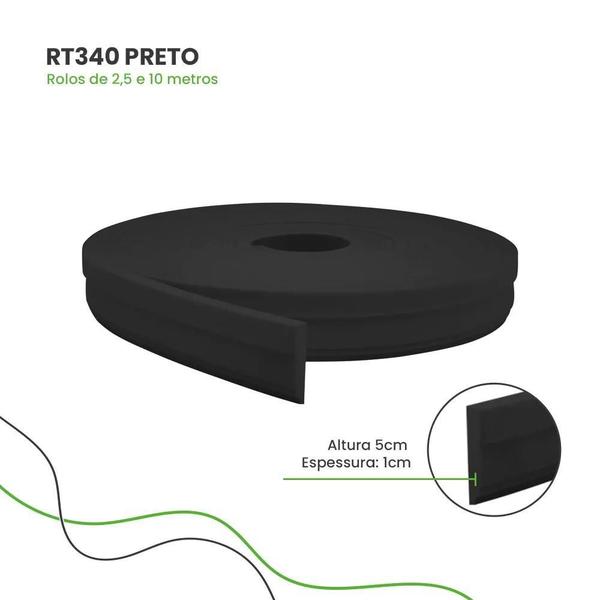 Imagem de Roda Teto De Eva Meu Rodapé Autocolante Rt340 5Cm Preto Rolo