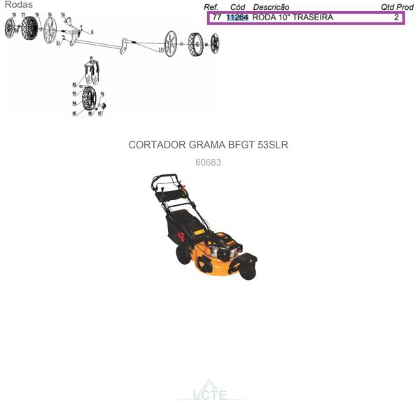 Imagem de Roda Traseira P/ Cortador de Grama BFGT 53 SLR - 11264