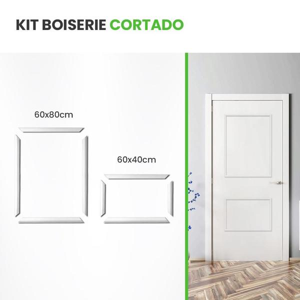 Imagem de Rodameio Boiserie Adesivo Kit Cortado Porta 60x80 E 60x40 Modelo RM61 2,3cm