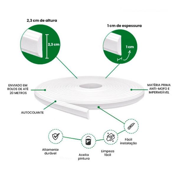 Imagem de Rodameio Boiserie EVA Autocolante 2,3cm Rm61 9 Metros MeuRodapé