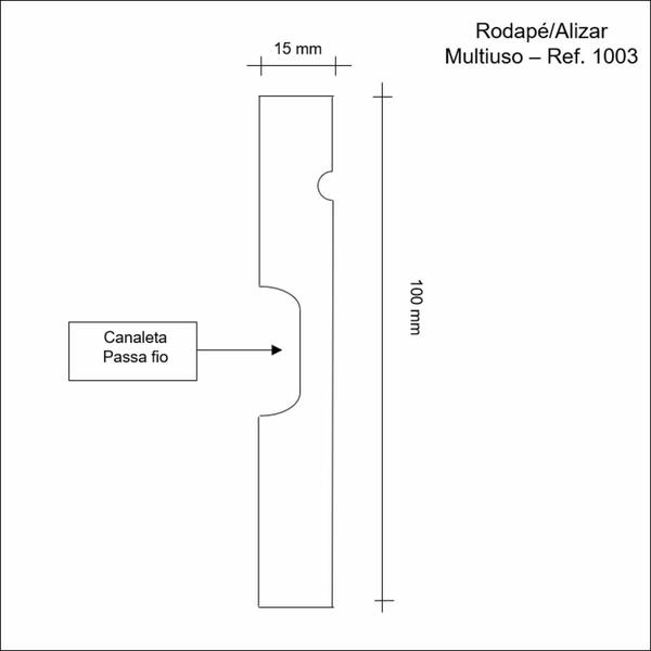 Imagem de Rodapé de MDF 10cm x 15mm x 2,40m Frisado Resistente a Umidade Moldufama 1003