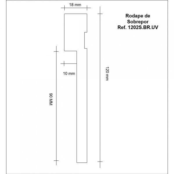 Imagem de Rodapé de MDF Ultra 12cm x 18mm x 2,40m Barra de Sobrepor com Friso Resistente a Umidade Moldufama 1202