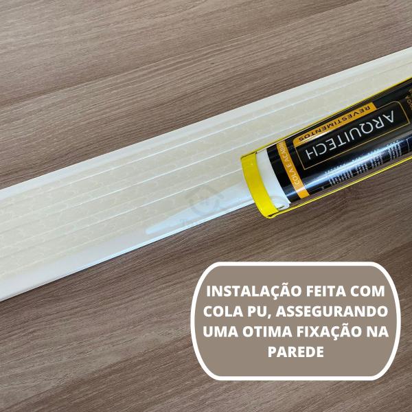 Imagem de Rodapé de Poliestireno Arquitech Slim 10cm Branco Barra 2m